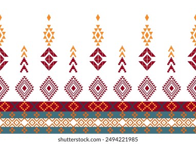 abstract Traditional geometric ethnic fabric pattern ornate elements with ethnic patterns design for textiles, rugs, clothing, sarong, scarf, batik, wrap, embroidery, print, curtain, carpe