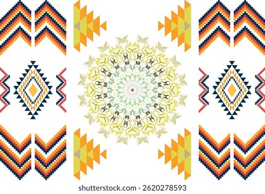 abstract Traditional geometric ethnic fabric pattern ornate elements with ethnic patterns design for textiles, rugs, clothing, sarong, scarf, batik, wrap, embroidery, print, curtain, carpet