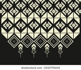 abstract Traditional geometric ethnic pattern embroidery design for textiles, rugs, clothing, sarong, scarf, batik, wrap, embroidery, print, curtain, carpet, and wallpaper.