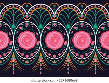 Abstract traditional oriental ethnic pattern design, flower geometric,seamless for background, rug, wallpaper, clothing, wrap, fabric,illustrator