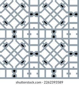 Abstract Traditional Trellis Geometric Interior Pattern Ethnic Style Minimal Luxury Design Trendy Fashion Colors Perfect for Wall Paper or Allover Fabric Print Gray Tones