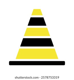 Abstract traffic cone with black and yellow stripes