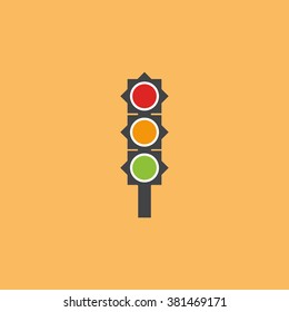 Abstract traffic lights vector illustration with octagonal star pattern on orange background