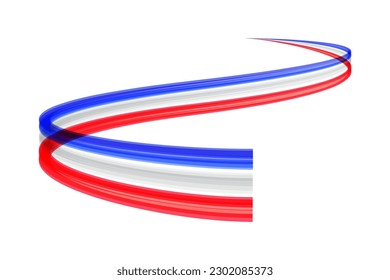 Abstract trail moving, dynamic wake french flag. Vector template, logo design