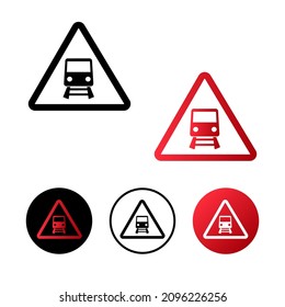 Abstract Tram Crossing Icon Design
