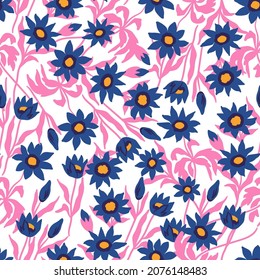 Abstract Trandy Flowers seamless pattern vector illlustration