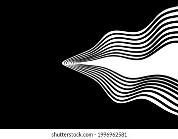 Abstract. Transition From Black To White. Trail On The Water. Trendy Abstract Wavy Vector Background.