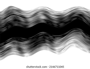 Abstract transition from black to white with wavy thin lines. Universal pattern for printing, advertising, web, social networks. Abstract hair. Vector modern black and white background.