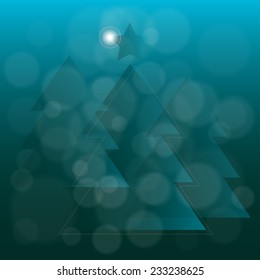 abstract translucent blue Christmas tree with shining star