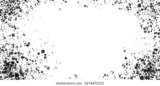 Abstract transparent background with splattered black paint drops. Vector texture for posters, flyers, invitations, grunge and artistic designs, and creative digital projects.