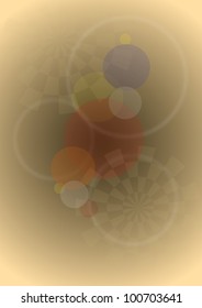 Abstract transparent balls and circle on a beige background