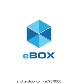 Abstract Transparent Blue Cube Box Logo Symbol Icon