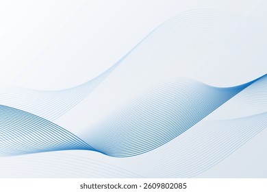 abstract transparent blue wave line pattern on modern white background