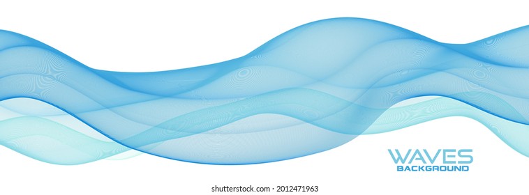 Abstrakte, transparente blaue Mischungswellen auf weißem Hintergrund. Subtile Vektorgrafik