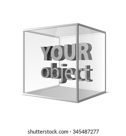 Abstract transparent box on grey background. EPS 10. art your object