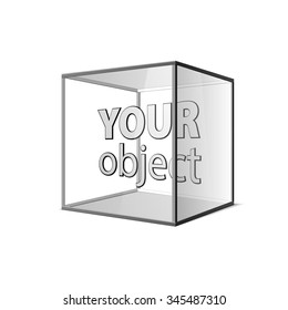 Abstract transparent box on grey background. EPS 10. art your object