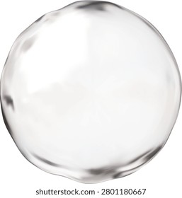 An abstract transparent bubble with an uneven glassy structure and smooth reflective highlights. Suitable for backgrounds, banners, and beauty, health, and hygiene advertising. Vector. Realistic.