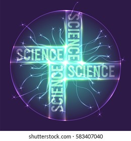 Abstract transparent circle with the word science