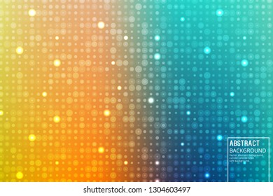 Abstract Transparent Circles and lights on Yellow blue background. Vector Design Template with Soft Gradient, for Posters, Slides, start pages.