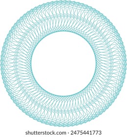 An abstract transparent circular spiral line art pattern design element.
