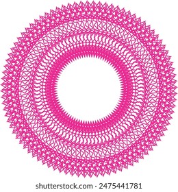 An abstract transparent circular spiral line art pattern design element.