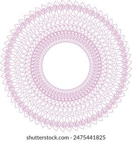 An abstract transparent circular spiral line art pattern design element.