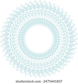 An abstract transparent circular spiral line art pattern design element.