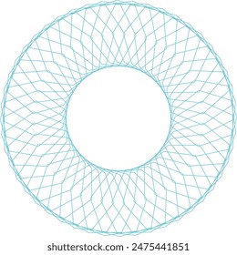 An abstract transparent circular spiral line art pattern design element.