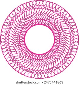An abstract transparent circular spiral line art pattern design element.