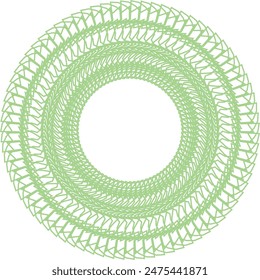 An abstract transparent circular spiral line art pattern design element.