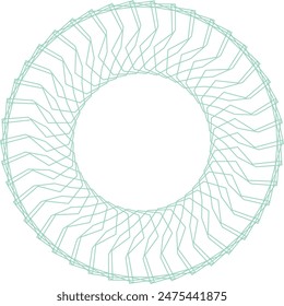 An abstract transparent circular spiral line art pattern design element.