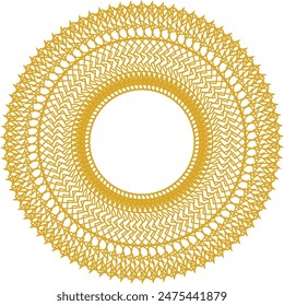 An abstract transparent circular spiral line art pattern design element.