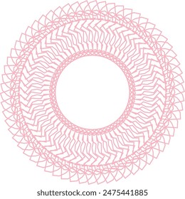 An abstract transparent circular spiral line art pattern design element.