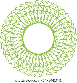 An abstract transparent circular spiral line art pattern design element.