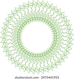 An abstract transparent circular spiral line art pattern design element.