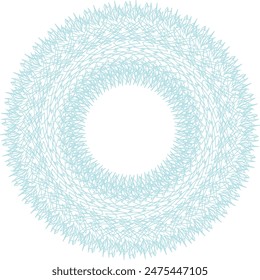 An abstract transparent circular spiral line art pattern design element.