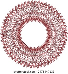 An abstract transparent circular spiral line art pattern design element.