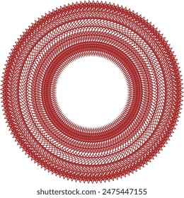 An abstract transparent circular spiral line art pattern design element.