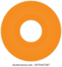 An abstract transparent circular spiral line art pattern design element.