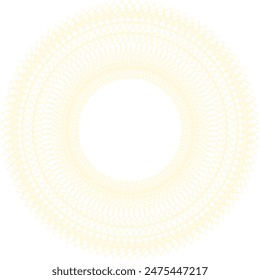 An abstract transparent circular spiral line art pattern design element.