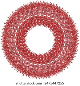 An abstract transparent circular spiral line art pattern design element.