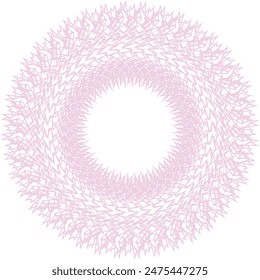 An abstract transparent circular spiral line art pattern design element.
