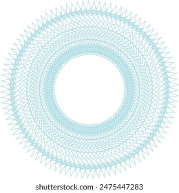 An abstract transparent circular spiral line art pattern design element.