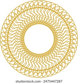 An abstract transparent circular spiral line art pattern design element.