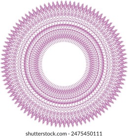 An abstract transparent circular spiral line art pattern design element.