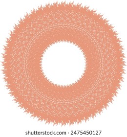 An abstract transparent circular spiral line art pattern design element.