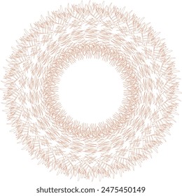 An abstract transparent circular spiral line art pattern design element.