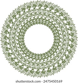 An abstract transparent circular spiral line art pattern design element.