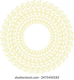 An abstract transparent circular spiral line art pattern design element.