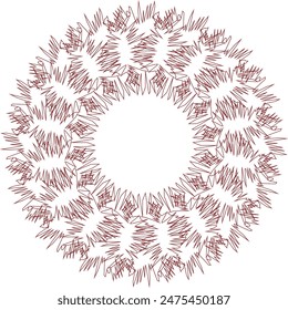 An abstract transparent circular spiral line art pattern design element.